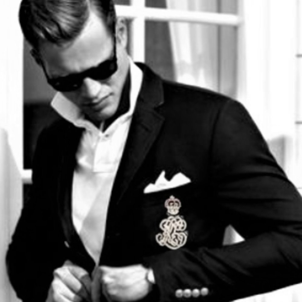 Rare! Vintage Ralph Lauren Men Crest Black Velvet Blazer 39-40R Slim Fit!